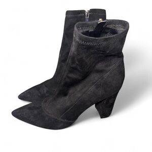 Marc Fisher Black suede ankle boots with block heel size 8.5